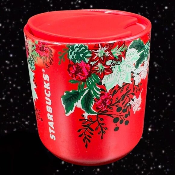 Starbucks Holiday Red White Green Poinsettia Christmas Ceramic Mug Cup 8oz ￼￼22 - Picture 9 of 11